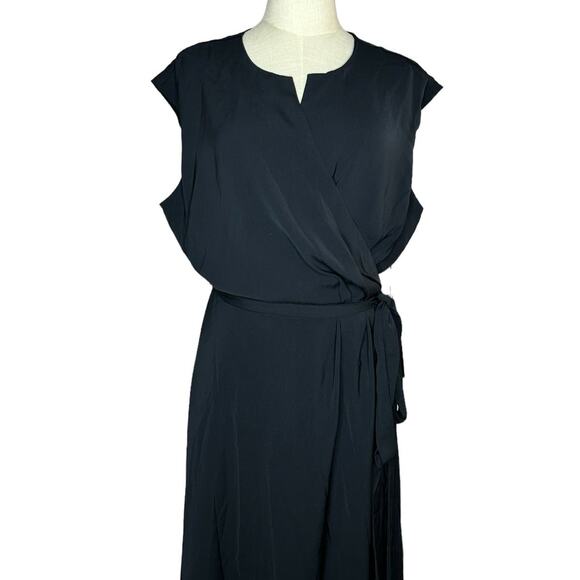 NWT Jason Wu x Eloquii Black Notch Collar V Neck Maxi Wrap Dress Plus Size 16 - Picture 3 of 10